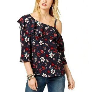 RACHEL ZOE Floral One Shoulder Blouse NWT SMALL